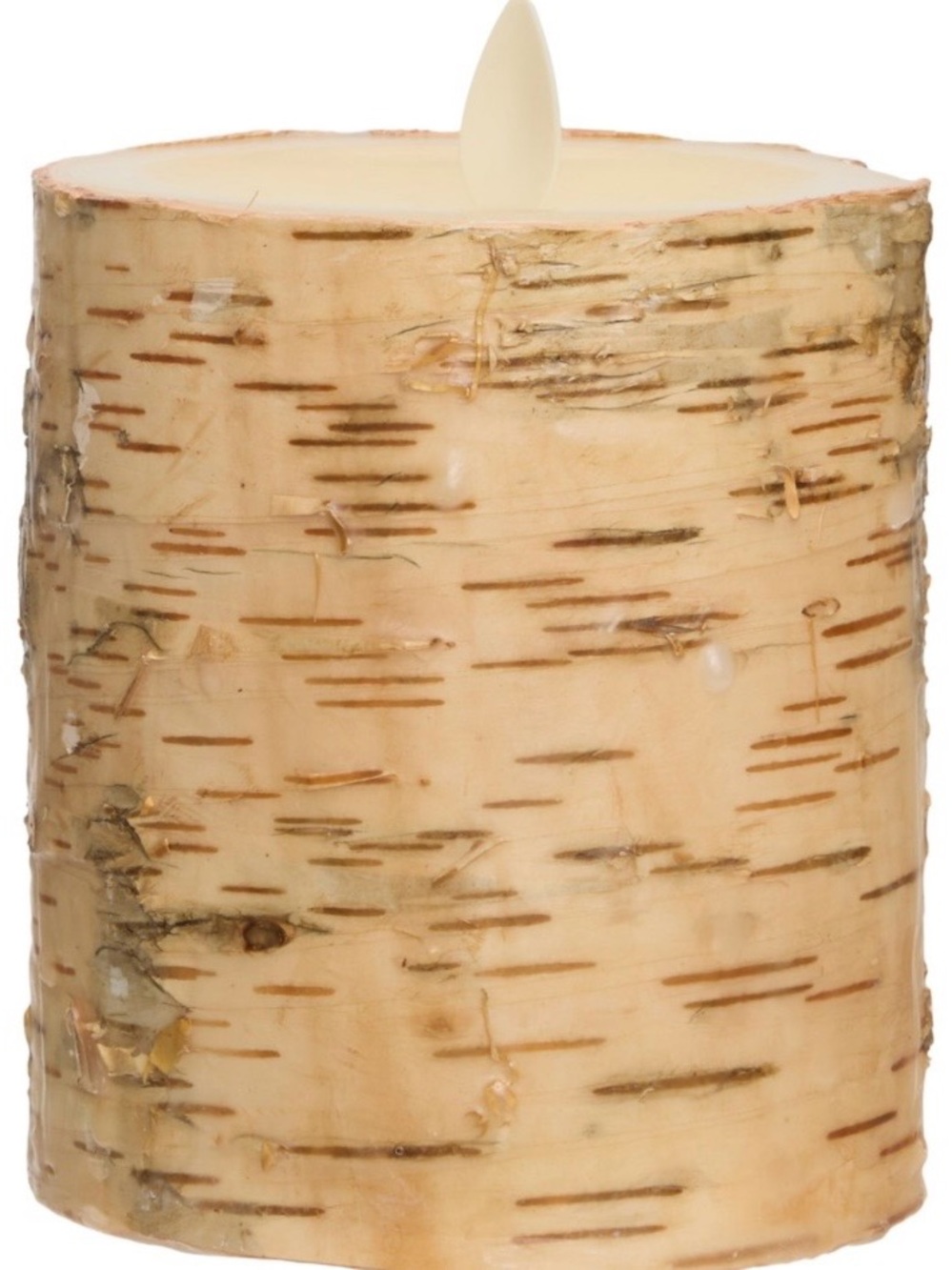 NEW Luminara Painted Birch Pillar Flameless LED Candle Moving Flame 3.5” x 4.5”